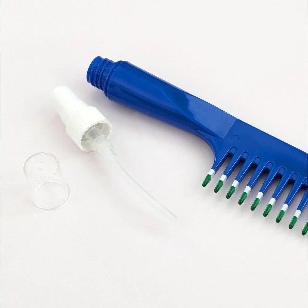 Vintage MEBCO Blue Twice Dipped Wide Tooth Hair Comb w/Spray Bottle Handle